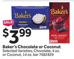 Stop&Shop Baker's Chocolate or Coconut offer