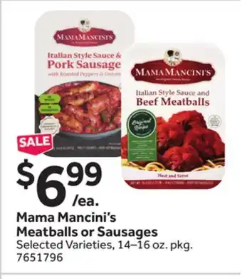 Stop&Shop Mama Mancini's Meatballs or Sausages offer