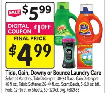Stop&Shop Tide, Gain, Downy or Bounce Laundry Care offer