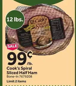 Stop&Shop Cook's Spiral Sliced Half Ham offer