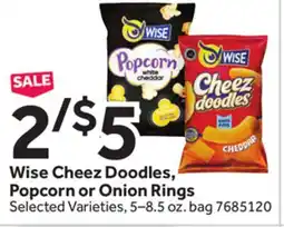 Stop&Shop Wise Cheez Doodles, Popcorn or Onion Rings offer