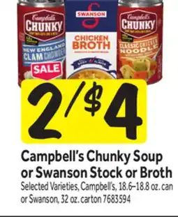 Stop&Shop Campbell's Chunky Soup or Swanson Stock or Broth offer