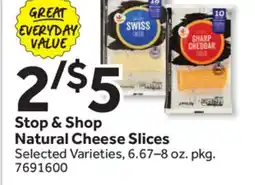Stop&Shop Stop & Shop Natural Cheese Slices offer