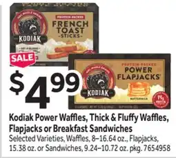 Stop&Shop Kodiak Power Waffles, Thick & Fluffy Waffles, Flapjacks or Breakfast Sandwiches offer