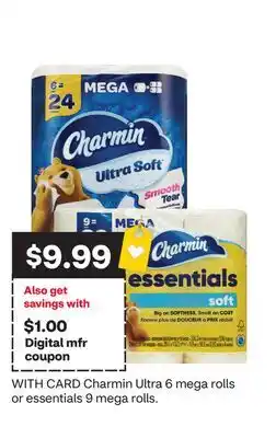 CVS Charmin Ultra 6 mega rolls or essentials 9 mega rolls offer