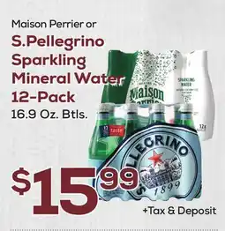 DeCicco & Sons S. Pellegrino Sparkling Mineral Water 12-Pack 16.9 Oz. Btls offer