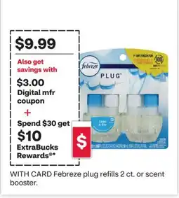 CVS Febreze plug refills 2 ct. or scent booster offer