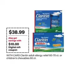 CVS Claritin adult allergy relief 60-70 ct. or children's chewables 60 ct offer