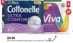 CVS Cottonelle 9 mega rolls or Viva 2 quad rolls offer