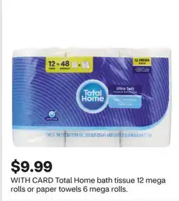 CVS Total Home bath tissue 12 mega rolls or paper towels 6 mega rolls offer