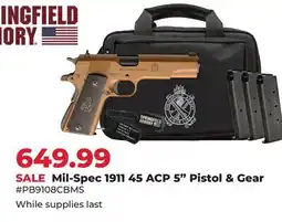 Runnings Springfield Armory Mil-Spec 1911 45 ACP 5 Pistol & Gear offer