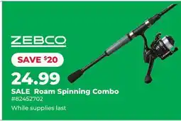 Runnings Zebco Roam Spinning Combo offer