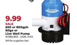 Runnings Shoreline Marine 600 or 800gph Bilge or Live Well Pump offer