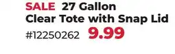Runnings Edge Plastics 27 Gallon Clear Tote with Snap Lid offer