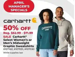 Runnings Carhartt Select Women's or Men's Midweight Graphic Sweatshirts offer