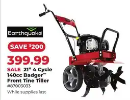 Runnings Earthquake 21 4 Cycle 140cc Badger Front Tine Tiller offer