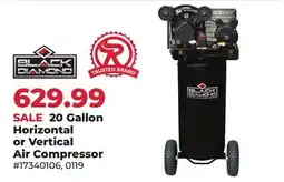 Runnings Black Diamond 20 Gallon Horizontal or Vertical Air Compressor offer