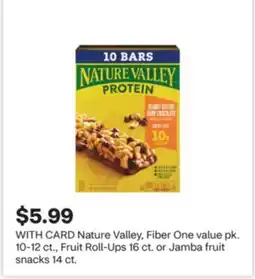CVS Nature Valley, Fiber One value pk. 10-12 ct., Fruit Roll-Ups 16 ct. or Jamba fruit snacks 14 ct offer