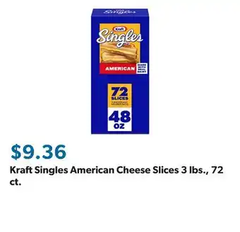 Sam's Club Kraft Singles American Cheese Slices 3 lbs., 72 ct offer