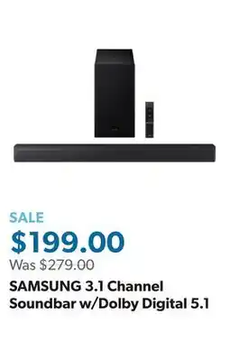 Sam's Club SAMSUNG 3.1 Channel Soundbar w/Dolby Digital 5.1 offer