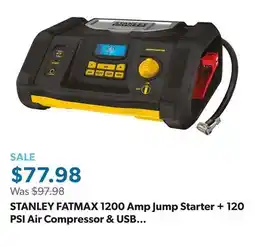 Sam's Club STANLEY FATMAX 1200 Amp Jump Starter + 120 PSI Air Compressor & USB Power offer