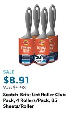 Sam's Club Scotch-Brite Lint Roller Club Pack, 4 Rollers/Pack, 85 Sheets/Roller offer