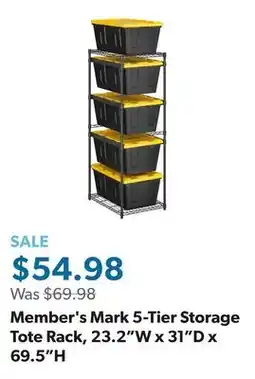 Sam's Club Member's Mark 5-Tier Storage Tote Rack, 23.2W x 31D x 69.5H offer