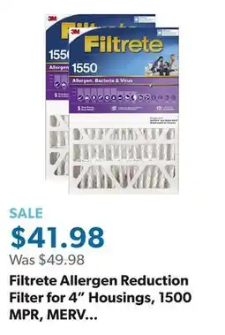 Sam's Club Filtrete Allergen Reduction Filter for 4 Housings, 1500 MPR, MERV 12 offer