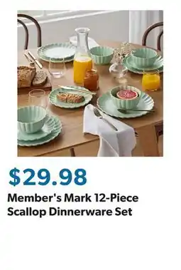 Sam's Club Member's Mark 12-Piece Scallop Dinnerware Set offer