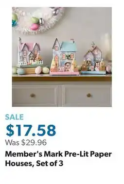 Sam's Club Member's Mark Pre-Lit Paper Houses, Set of 3 offer