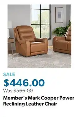 Sam's Club Member's Mark Cooper Power Reclining Leather Chair offer