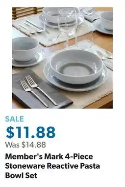 Sam's Club Member's Mark 4-Piece Stoneware Reactive Pasta Bowl Set offer