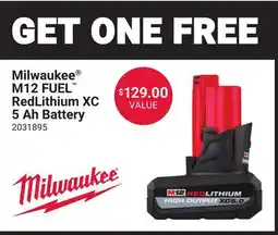 Ace Hardware Milwaukee M12 FUEL RedLithium XC 5 Ah Battery offer