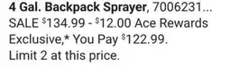 Ace Hardware Ortho 4 Gal. Backpack Sprayer offer
