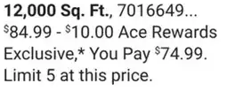 Ace Hardware 12, 000 Sq. Ft offer
