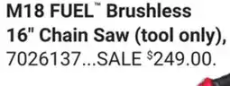Ace Hardware Milwaukee M18 FUEL Brushless 16 Chain Saw (tool only) offer