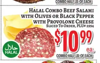Trade Fair Supermarket Halal Combo Beef Salami With Olives or Black Pepper With Provolone Cheese offer