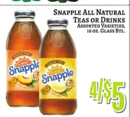 Trade Fair Supermarket Snapple All Natural Teas or Drinks offer