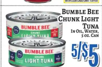 Trade Fair Supermarket Bumble Bee Chunk Light Tuna offer