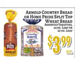 Trade Fair Supermarket Arnold Country Bread or Home Pride Split Top Wheat Bread offer