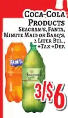 Trade Fair Supermarket Coca-Cola Products Seagram's, Fanta, Minute Maid or Barq's, 2 Liter Btl., +Tax +Dep offer