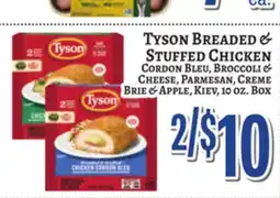 Trade Fair Supermarket Tyson Breaded & Stuffed Chicken Cordon Bleu, Broccoli & Cheese, Parmesan, Creme Brie & Apple, Kiev offer
