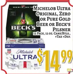 Trade Fair Supermarket Michelob Ultra Original, Zero or Pure Gold Beer or Beck's Pilsner offer