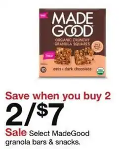 Target Select MadeGood granola bars & snacks offer
