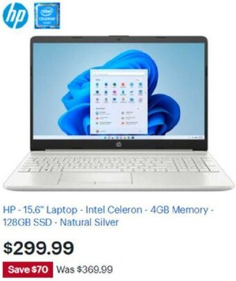 Best Buy HP-15.6" Laptop-Intel Celeron-4GB Memory-128gb SSD-Natural Silver offer