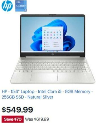 Best Buy HP-15.6" Laptop-Intel Core i5-8gb Memory-256gb SSD-Natural Silver offer