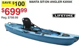 Dunham's Sports LIFETIME MANTA SIT-ON ANGLER KAYAK offer