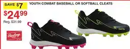 Dunham's Sports RAWLINGS YOUTH COMBAT BASEBALL OR SOFTBALL CLEATS offer