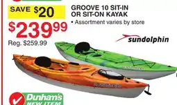 Dunham's Sports SUNDOLPHIN GROOVE 10 SIT-IN OR SIT-ON KAYAK offer