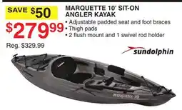 Dunham's Sports SUNDOLPHIN MARQUETTE 10' SIT-ON ANGLER KAYAK offer